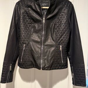 Quilted Black Leather Jacket by Guess